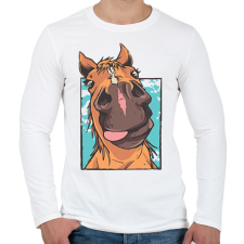PRINTFASHION Vicces ló - Férfi hosszú ujjú póló - Fehér férfi póló