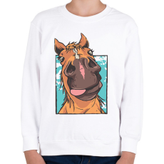 PRINTFASHION Vicces ló - Gyerek pulóver - Fehér