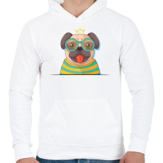 PRINTFASHION Vicces mopsz kutya - Férfi kapucnis pulóver - Fehér