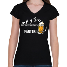 PRINTFASHION Vicces sörös hét - Női V-nyakú póló - Fekete