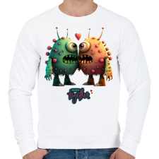 PRINTFASHION Vicces Szörnyecskés - BETTER together- cuki, csúnya, szerelmes minta - Férfi pulóver - Fehér férfi pulóver, kardigán