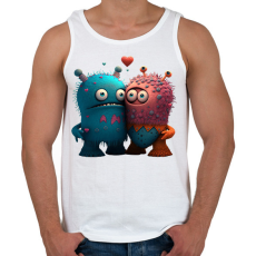 PRINTFASHION Vicces Szörnyecskés - cuki, csúnya, szerelmes minta - Férfi atléta - Fehér