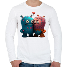 PRINTFASHION Vicces Szörnyecskés - cuki, csúnya, szerelmes minta - Férfi hosszú ujjú póló - Fehér