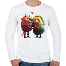 PRINTFASHION Vicces Szörnyecskés - cuki, csúnya, szerelmes minta - Férfi hosszú ujjú póló - Fehér
