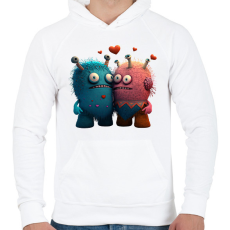 PRINTFASHION Vicces Szörnyecskés - cuki, csúnya, szerelmes minta - Férfi kapucnis pulóver - Fehér
