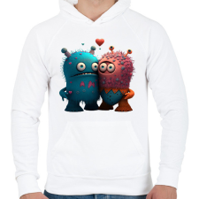 PRINTFASHION Vicces Szörnyecskés - cuki, csúnya, szerelmes minta - Férfi kapucnis pulóver - Fehér férfi pulóver, kardigán