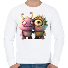 PRINTFASHION Vicces Szörnyecskés - cuki, csúnya, szerelmes minta - Férfi pulóver - Fehér