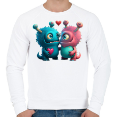 PRINTFASHION Vicces Szörnyecskés - cuki, csúnya, szerelmes minta - Férfi pulóver - Fehér