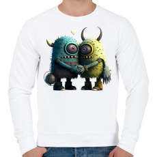 PRINTFASHION Vicces Szörnyecskés - cuki, csúnya, szerelmes minta - Férfi pulóver - Fehér