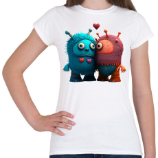 PRINTFASHION Vicces Szörnyecskés - cuki, csúnya, szerelmes minta - Női póló - Fehér