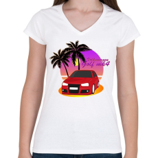 PRINTFASHION Vice City - VW Golf - Női V-nyakú póló - Fehér