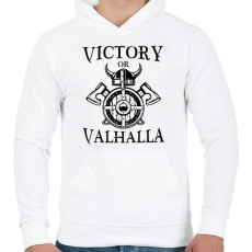 PRINTFASHION Victory or Valhalla - Férfi kapucnis pulóver - Fehér