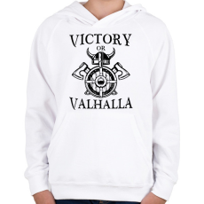 PRINTFASHION Victory or Valhalla - Gyerek kapucnis pulóver - Fehér