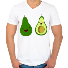 PRINTFASHION Vidám avokádó pár - Férfi V-nyakú póló - Fehér