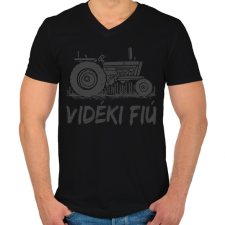 PRINTFASHION Vidéki fiú - Férfi V-nyakú póló - Fekete férfi póló