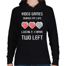 PRINTFASHION Video Games ruined my life - Luckily I have two left - Női kapucnis pulóver - Fekete