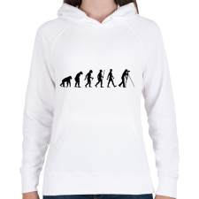 PRINTFASHION Videós/Fotós evolúció - Női kapucnis pulóver - Fehér női pulóver, kardigán