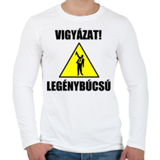 PRINTFASHION Vigyázat legénybúcsú - Férfi hosszú ujjú póló - Fehér férfi póló