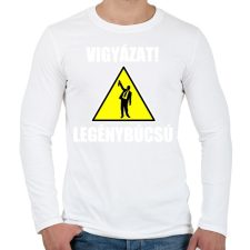 PRINTFASHION Vigyázat legénybúcsú - Férfi hosszú ujjú póló - Fehér férfi póló