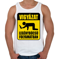 PRINTFASHION Vigyázat legénybúcsú folyamatban - Férfi atléta - Fehér atléta, trikó
