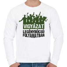 PRINTFASHION Vigyázat legénybúcsú folyamatban - Férfi pulóver - Fehér