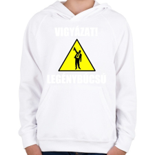 PRINTFASHION Vigyázat legénybúcsú - Gyerek kapucnis pulóver - Fehér gyerek pulóver, kardigán