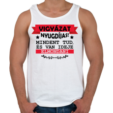 PRINTFASHION Vigyázat nyugdíjas - Férfi atléta - Fehér
