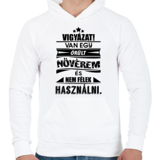PRINTFASHION VIGYÁZAT! Van egy őrült nővérem és... - Férfi kapucnis pulóver - Fehér