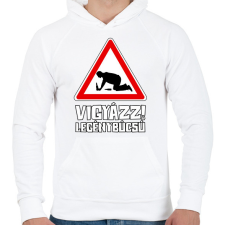 PRINTFASHION Vigyázz Legénybúcsú - Férfi kapucnis pulóver - Fehér férfi pulóver, kardigán