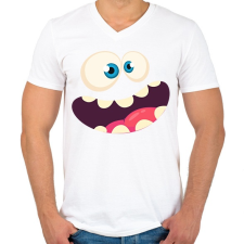 PRINTFASHION Vigyorgó fej - Férfi V-nyakú póló - Fehér férfi póló