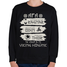 PRINTFASHION Viking apa - Gyerek pulóver - Fekete