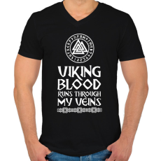 PRINTFASHION Viking blood - Férfi V-nyakú póló - Fekete