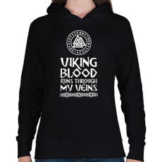 PRINTFASHION Viking blood - Női kapucnis pulóver - Fekete