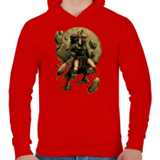 PRINTFASHION Viking - Férfi kapucnis pulóver - Piros férfi pulóver, kardigán