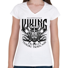 PRINTFASHION viking - Női V-nyakú póló - Fehér