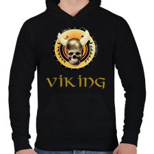PRINTFASHION viking skull - Férfi kapucnis pulóver - Fekete férfi pulóver, kardigán