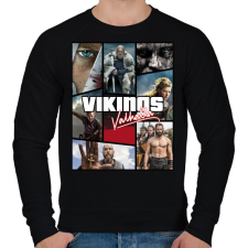 PRINTFASHION Vikingek - Férfi pulóver - Fekete férfi pulóver, kardigán