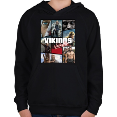 PRINTFASHION Vikingek - Gyerek kapucnis pulóver - Fekete