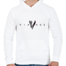 PRINTFASHION Vikings logo - Férfi kapucnis pulóver - Fehér férfi pulóver, kardigán