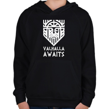 PRINTFASHION Vikings Valhalla - Gyerek kapucnis pulóver - Fekete gyerek pulóver, kardigán