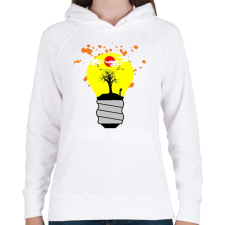 PRINTFASHION világ a villanykörtében - Női kapucnis pulóver - Fehér női pulóver, kardigán