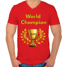 PRINTFASHION VILÁGBAJNOK APA - Férfi V-nyakú póló - Piros férfi póló