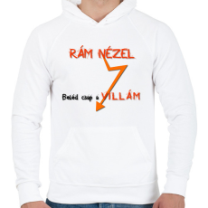 PRINTFASHION VILLÁM - Férfi kapucnis pulóver - Fehér