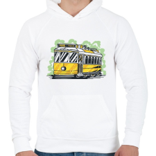 PRINTFASHION Villamos - Férfi kapucnis pulóver - Fehér férfi pulóver, kardigán