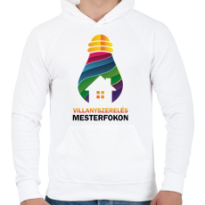 PRINTFASHION Villanyszerelés mesterfokon - Férfi kapucnis pulóver - Fehér