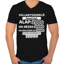 PRINTFASHION Villanyszerelő óradíjak - Férfi V-nyakú póló - Fekete férfi póló