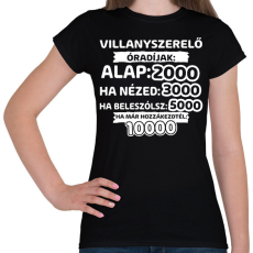 PRINTFASHION Villanyszerelő óradíjak - Női póló - Fekete