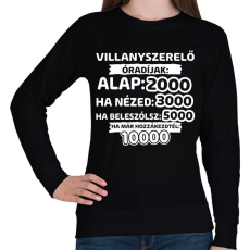 PRINTFASHION Villanyszerelő óradíjak - Női pulóver - Fekete