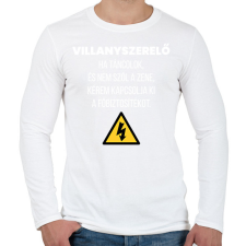 PRINTFASHION Villanyszerelő póló - Férfi hosszú ujjú póló - Fehér férfi póló