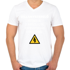 PRINTFASHION Villanyszerelő póló - Férfi V-nyakú póló - Fehér férfi póló